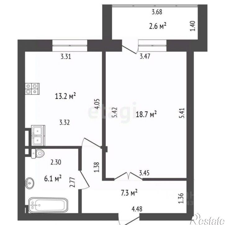 1-комн квартира Берёзовая улица, 6,  д. 6